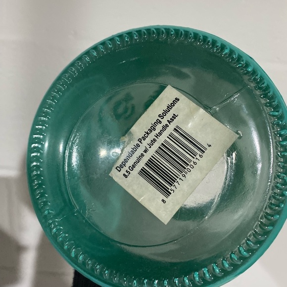 Turquoise Ceramic Vase with Rope Handle - Picture 3 of 5